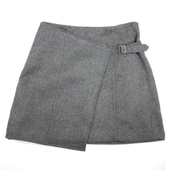 Anthropologie Dresses & Skirts - Anthropologie Maeve Gray Wool Belt Wrap Skirt 10